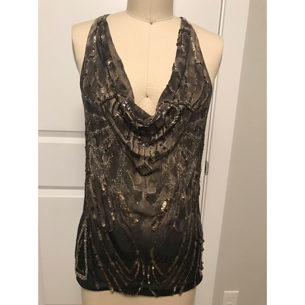 All Saints Silk Embellished Racerback Top Sz 2 XS